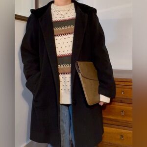 Vintage black wool hooded coat 🖤